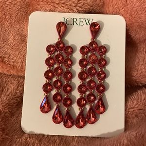 JCrew Sparkling Waterfall Earrings in Red